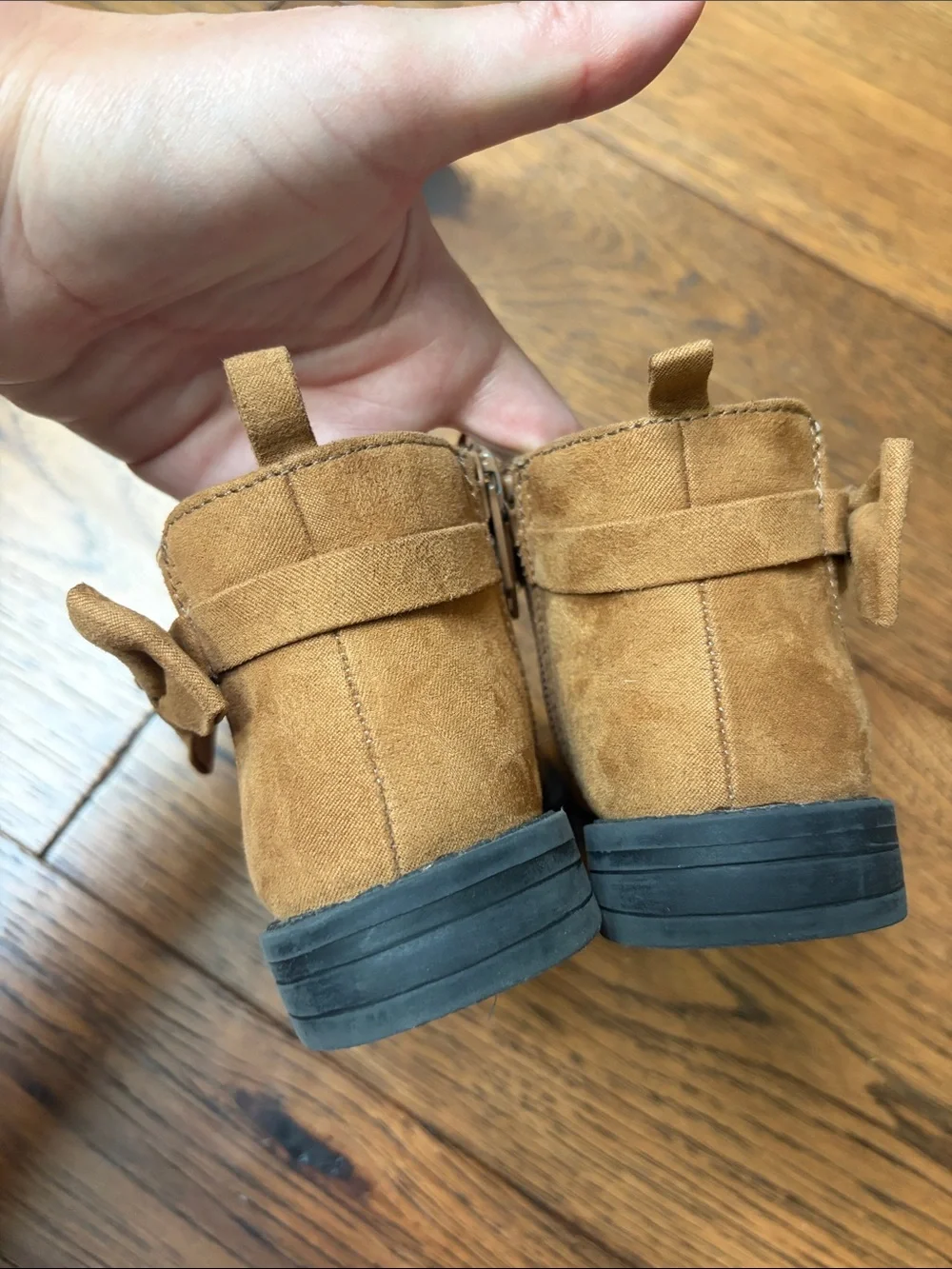 Adorable Tan Suede Bow Ankle Boots with bow